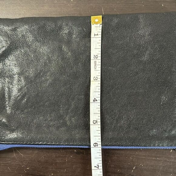 Essex Los Angeles Black Leather Up Zip Wallet Clutch Card Check Bills Holder - Picture 7 of 9